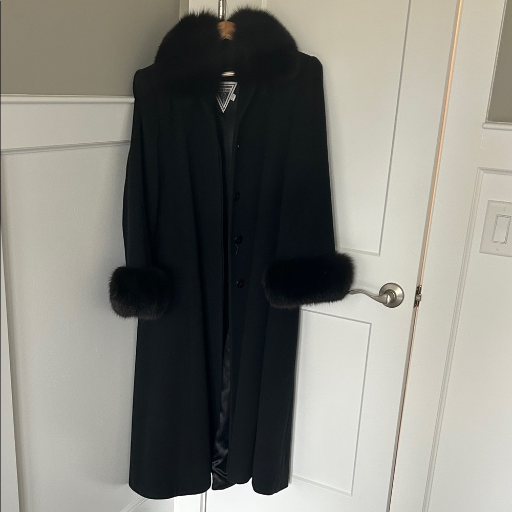 Vintage Marvin Richards Black Coat with Fur Accents